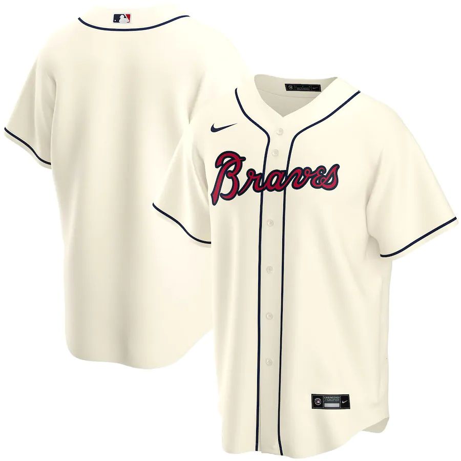 Mens Atlanta Braves Nike Cream Alternate Replica Team MLB Jerseys